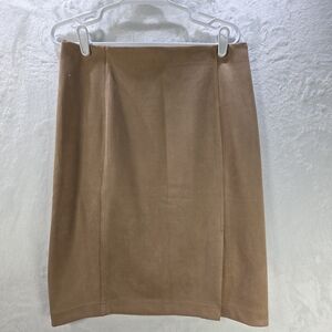 Womens Premise Tan Faux Leather Pencil Skirt Size Medium